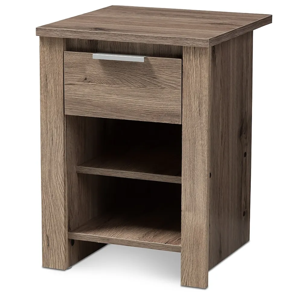 Baxton Studio Laverne 21.65" High 2-Shelf Nightstand, Oak Brown (146-8295-HiT)