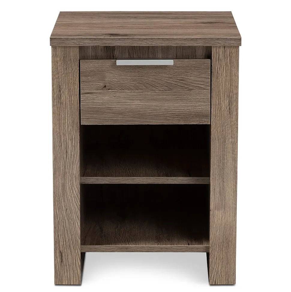 Baxton Studio Laverne 21.65" High 2-Shelf Nightstand, Oak Brown (146-8295-HiT)