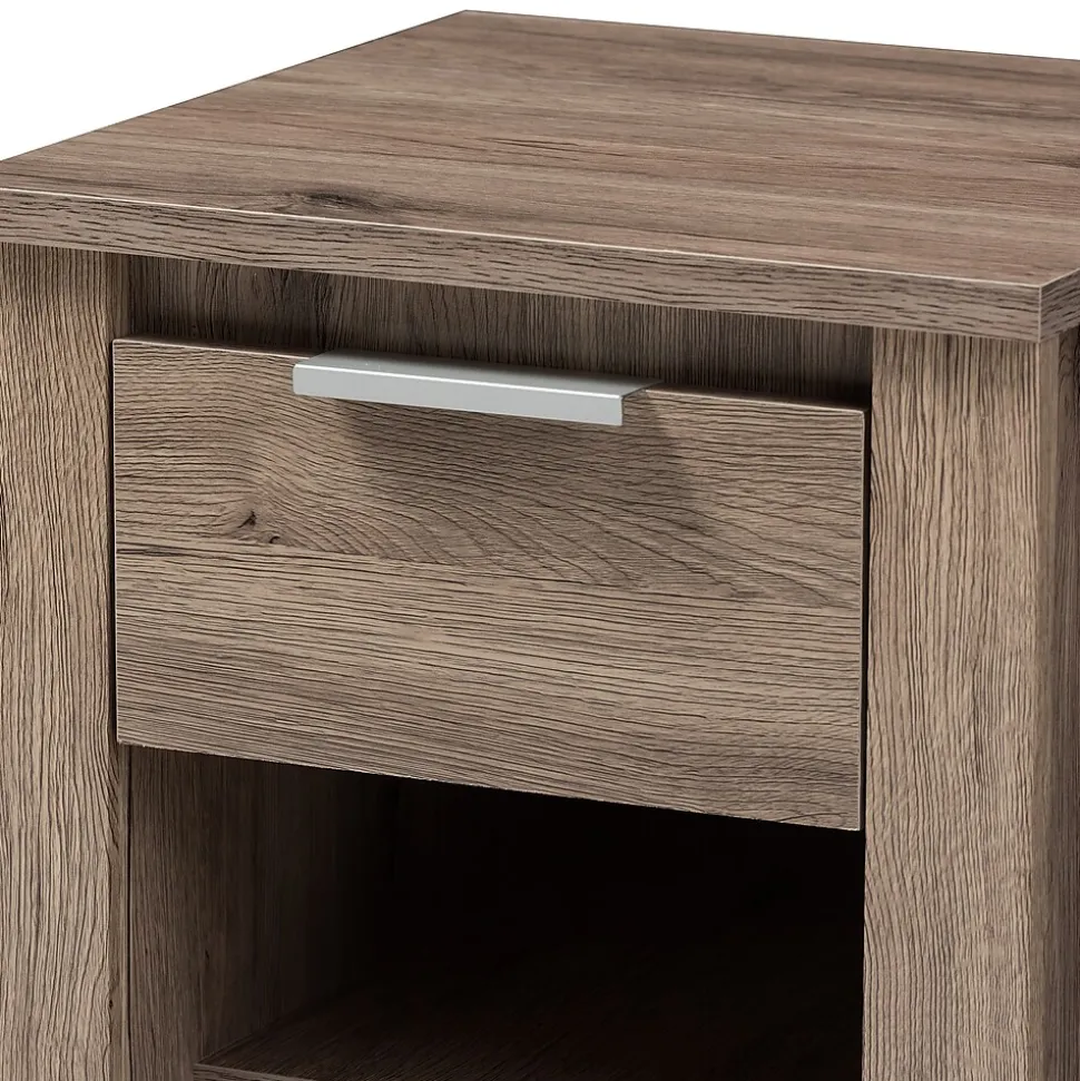 Baxton Studio Laverne 21.65" High 2-Shelf Nightstand, Oak Brown (146-8295-HiT)