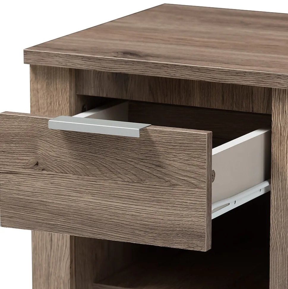 Baxton Studio Laverne 21.65" High 2-Shelf Nightstand, Oak Brown (146-8295-HiT)