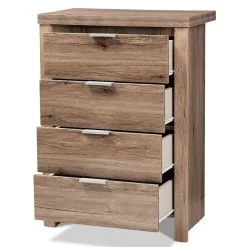 Baxton Studio Laverne 38.19" High 4-Drawer Chest, Oak Brown (146-8296-HiT)