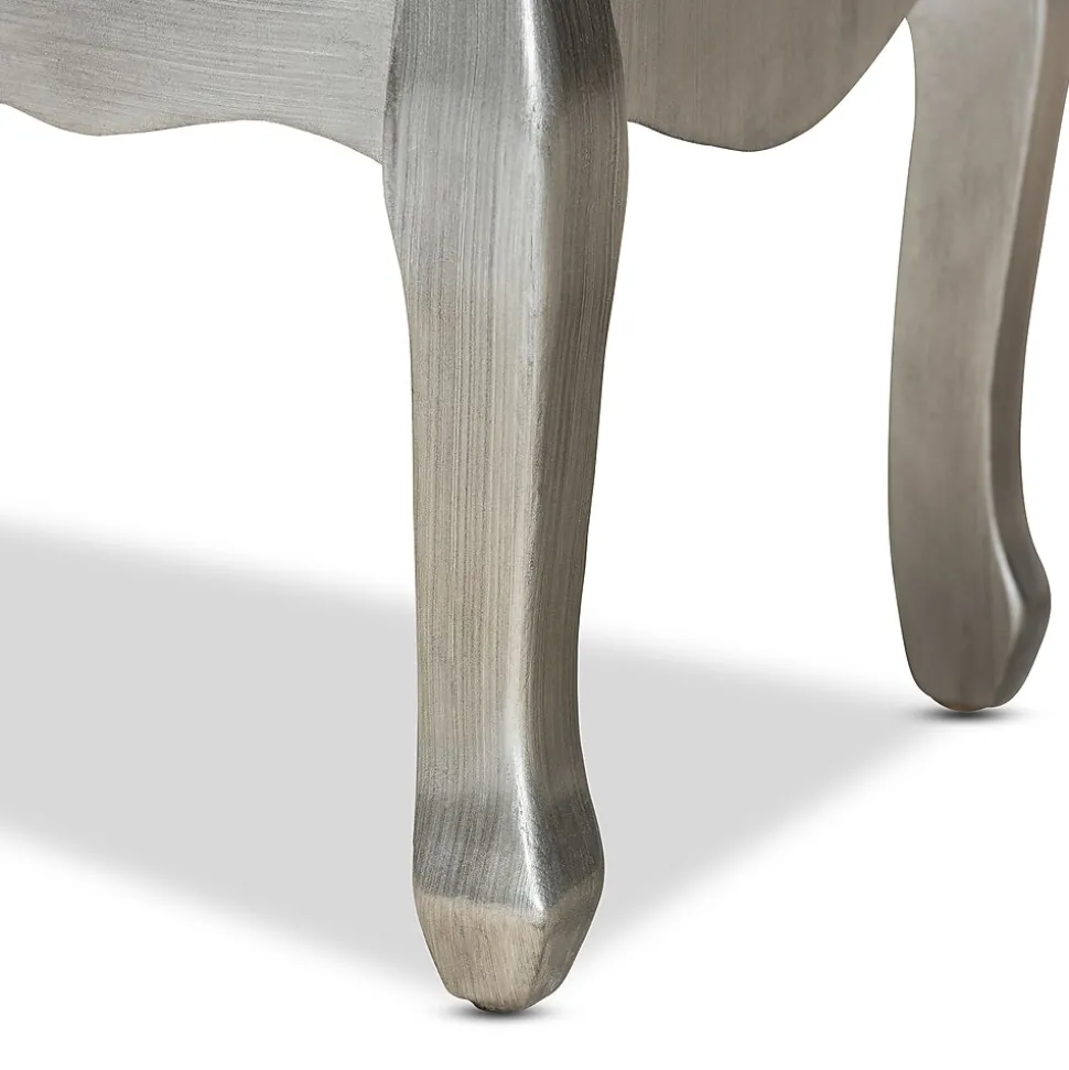 Baxton Studio Leonie 24.21" High 2-Drawer Nightstand, Silver and Mirror (162-10266-HiT)