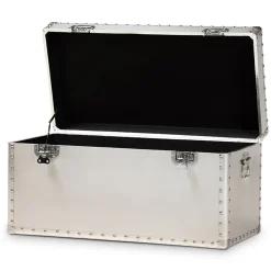 Baxton Studio Serge 13.98" High Storage Trunk, Silver (160-10246-HiT)