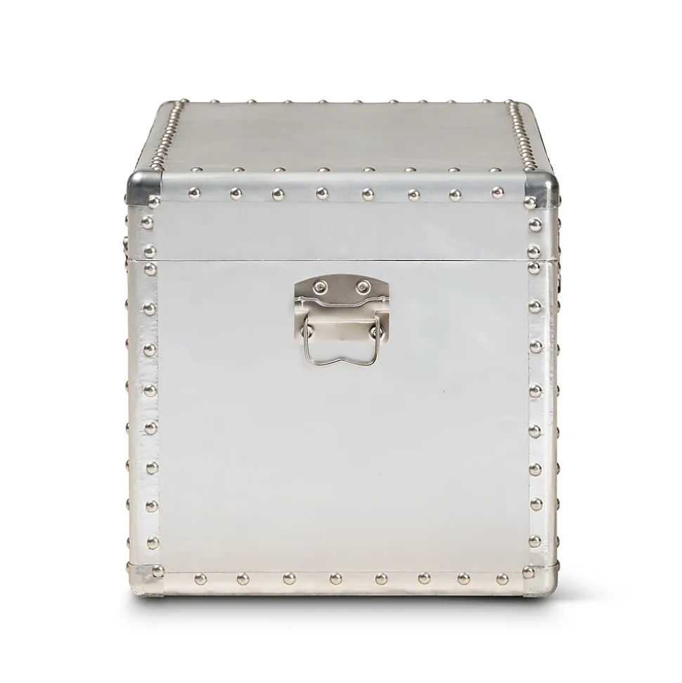 Baxton Studio Serge 13.98" High Storage Trunk, Silver (160-10246-HiT)