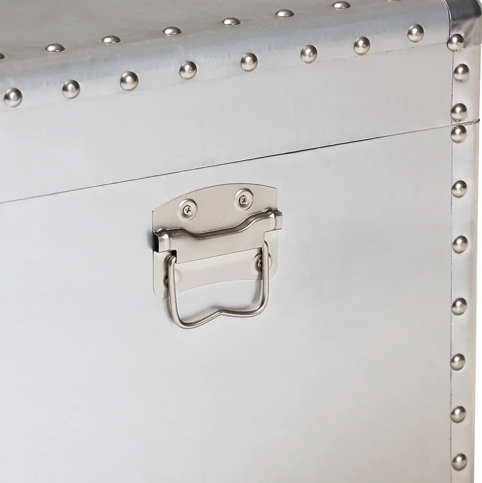 Baxton Studio Serge 13.98" High Storage Trunk, Silver (160-10246-HiT)