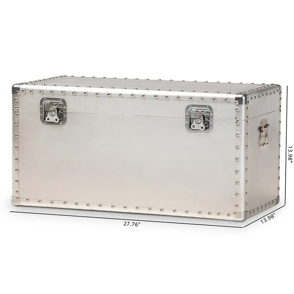 Baxton Studio Serge 13.98" High Storage Trunk, Silver (160-10246-HiT)