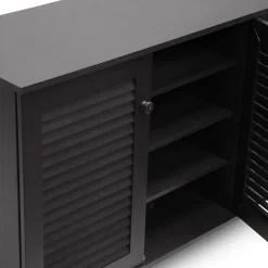 Baxton Studio Warren 44.5'' W x 14.63'' D Storage Cabinet, Dark Brown (5307-STPL)