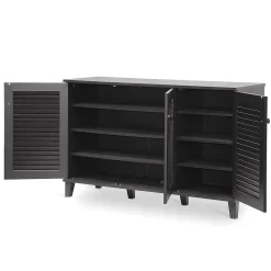 Baxton Studio Warren 44.5'' W x 14.63'' D Storage Cabinet, Dark Brown (5307-STPL)