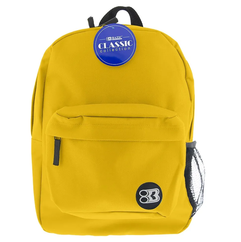 Bazic Classic Laptop Backpack, Medium, Mustard Yellow (BAZ1062)
