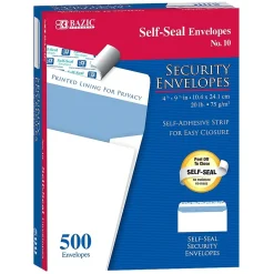 Bazic Kraft Self Seal Security Tinted #10 Business Envelope, 4 1/8" x 9 1/2", 500/Pack (BAZ5064)