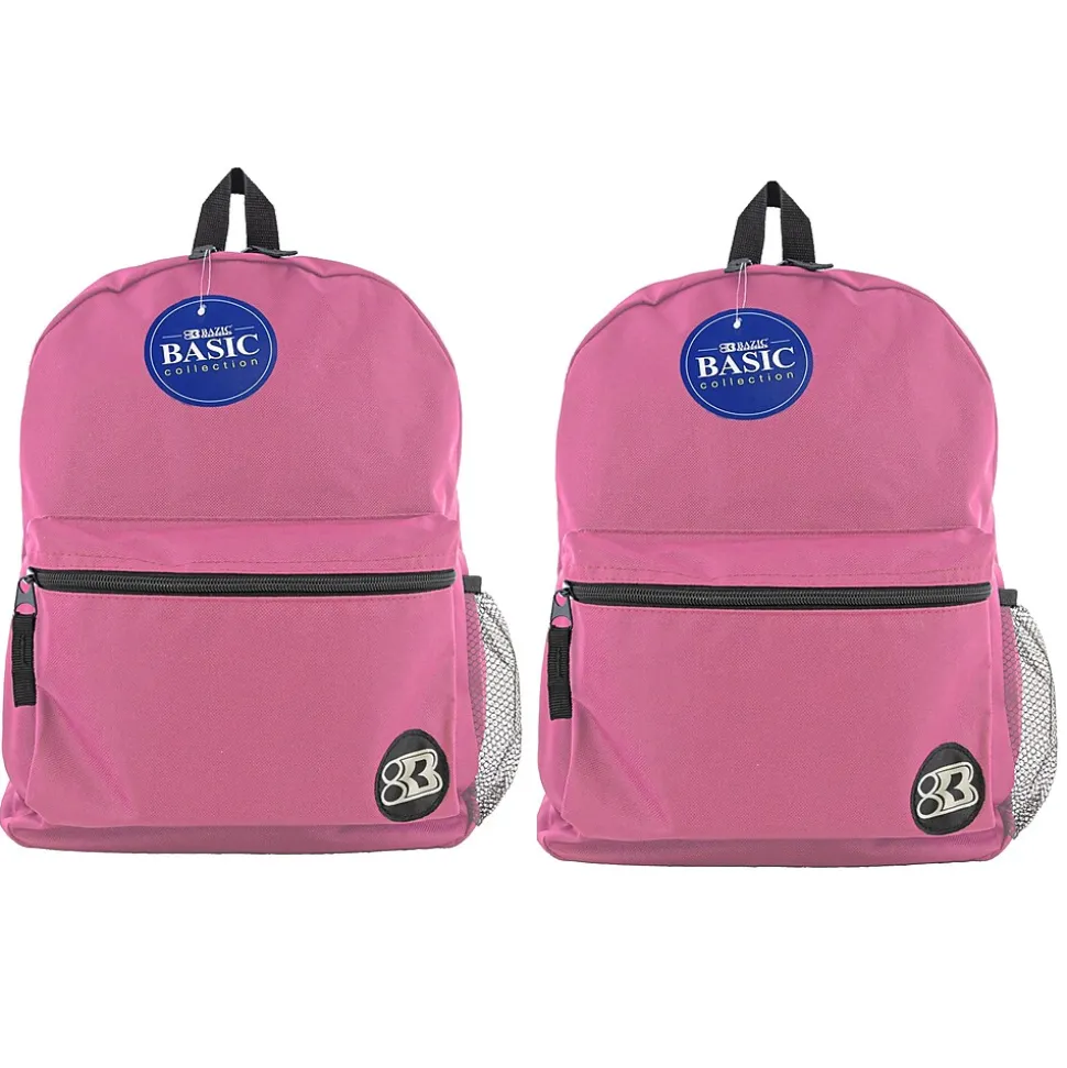BAZIC Products® Basic Backpack 16" Fuchsia, Pack of 2 (BAZ1036-2)