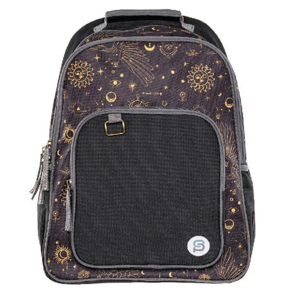 Bazic Raleigh Celestial Canvas Laptop Backpack, Large, Black/Gold (1120)