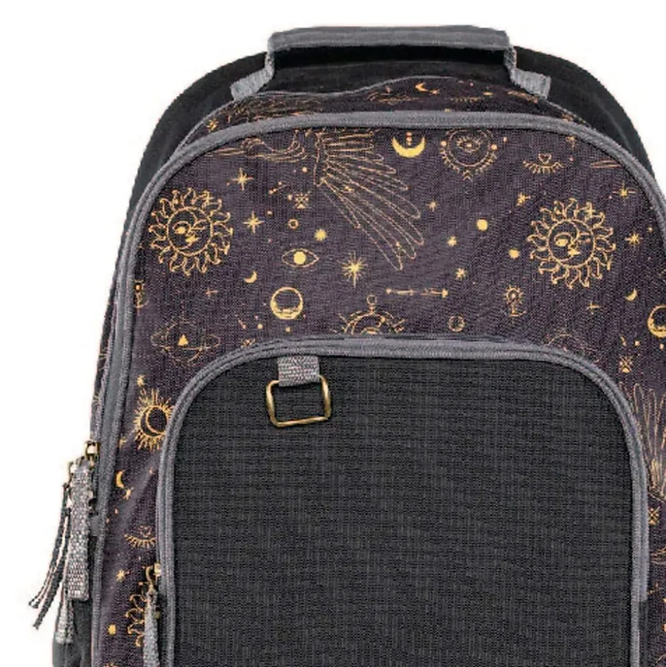 Bazic Raleigh Celestial Canvas Laptop Backpack, Large, Black/Gold (1120)