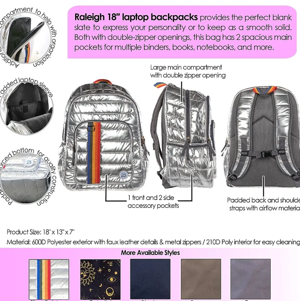 Bazic Raleigh Laptop Backpack, Large, Brown (1113)