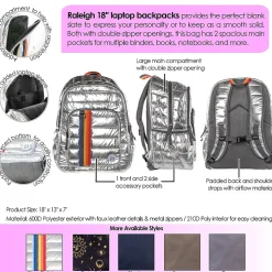 Bazic Raleigh Laptop Backpack, Large, Gray (1114)