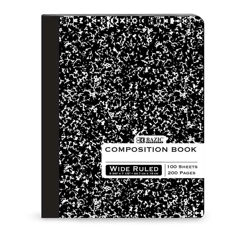 Bazic 1-Subject Composition Notebooks, Wide Ruled, 100 Sheets, Multicolor, 6/Bundle (BAZ508-6)