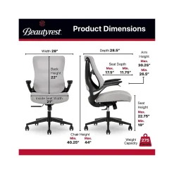 Beautyrest ErgoMax Ergonomic Mesh/Fabric Swivel Task Chair, Gray (60078-Gry)