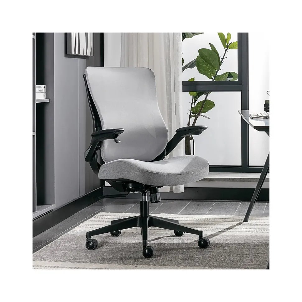 Beautyrest ErgoMax Ergonomic Mesh/Fabric Swivel Task Chair, Gray (60078-Gry)