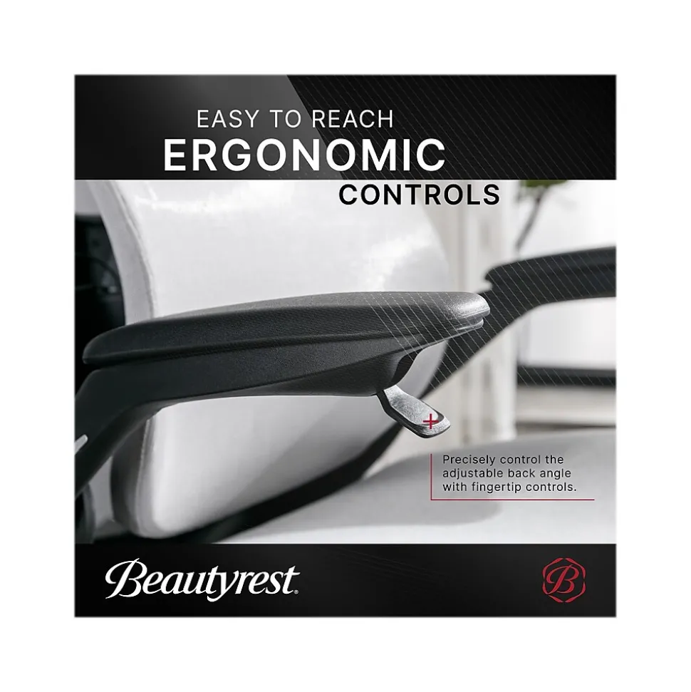 Beautyrest ErgoMax Ergonomic Mesh/Fabric Swivel Task Chair, Gray (60078-Gry)