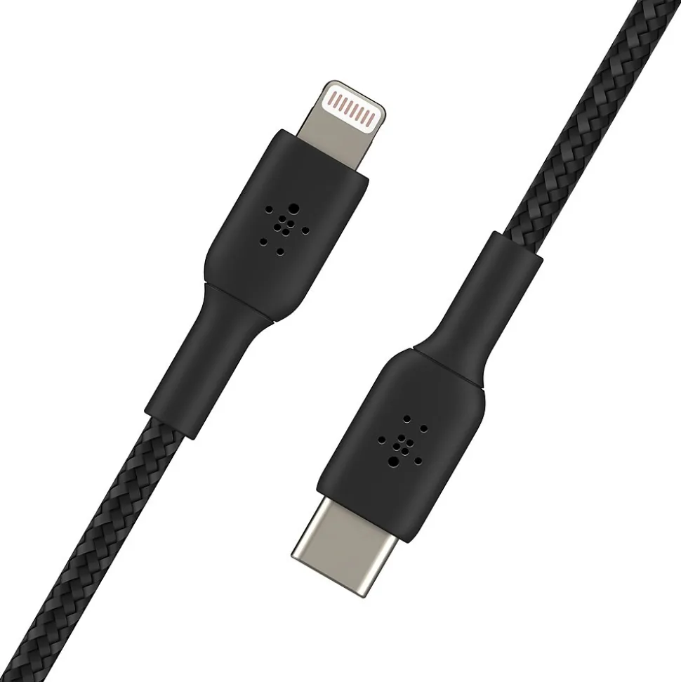 Belkin BOOST CHARGE Braided USB-C to Lightning Cable, 1m / 3.3 ft., Black