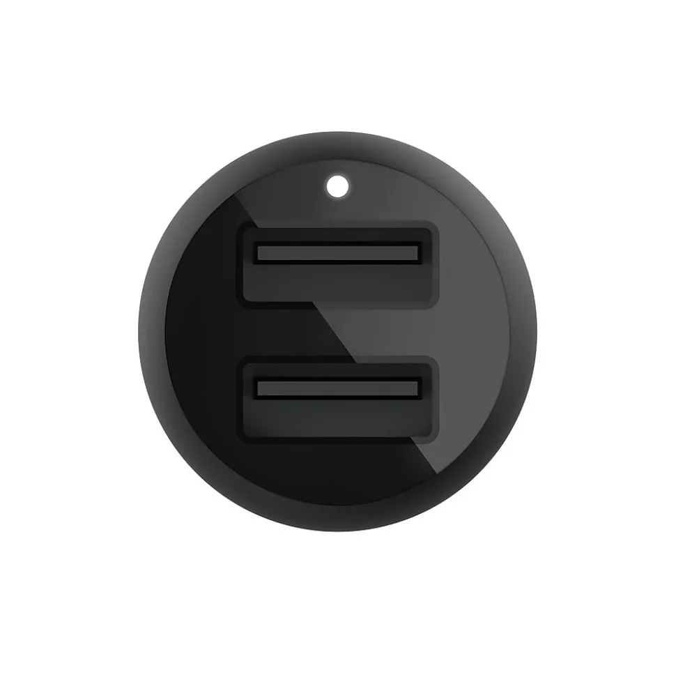 Belkin BOOST CHARGE Dual USB-A Car Charger, 24W + USB-A to Lightning Cable, Black
