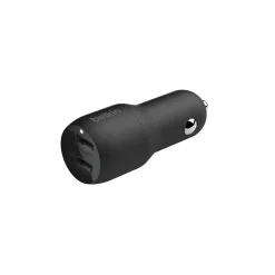 Belkin BOOST CHARGE Dual USB-A Car Charger, 24 W, Black (CCB001BTBK)