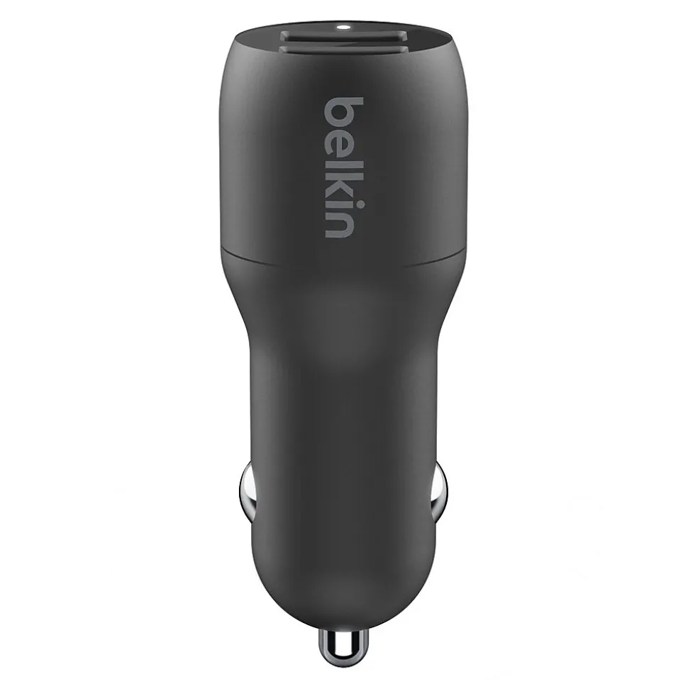 Belkin BOOST CHARGE Dual USB-A Car Charger 24 W + USB-A to Micro-USB Cable, Black