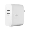 Belkin BOOST CHARGE Dual USB-C PD GaN Wall Charger, 68 W, White