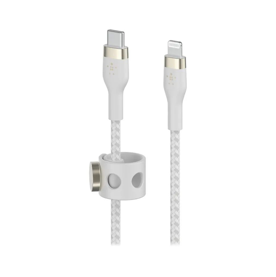 Belkin BOOST CHARGE PRO Flex 6.6' USB Type-C to Lightning Power Cable, Male to Male, White (CAA011BT2MWH)