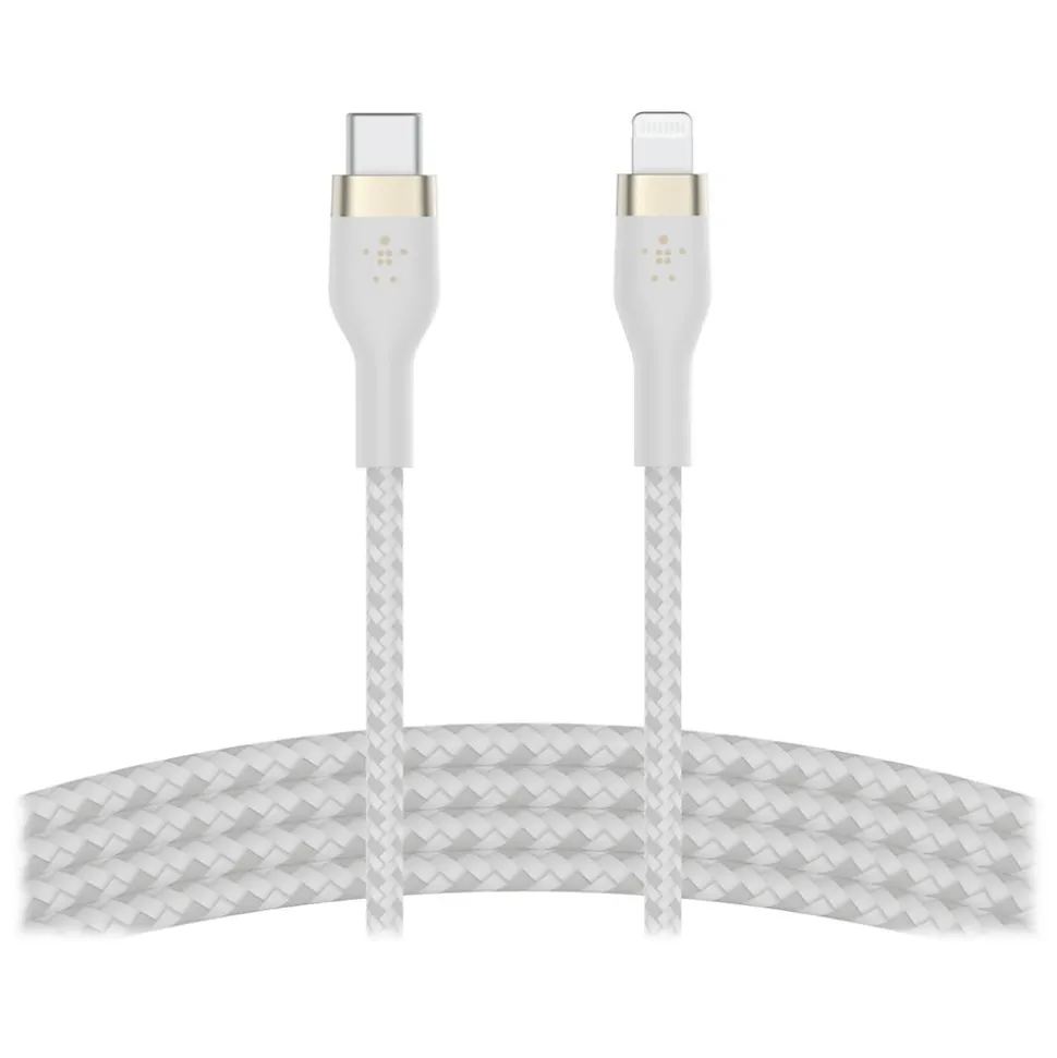 Belkin BOOST CHARGE PRO Flex 6.6' USB Type-C to Lightning Power Cable, Male to Male, White (CAA011BT2MWH)