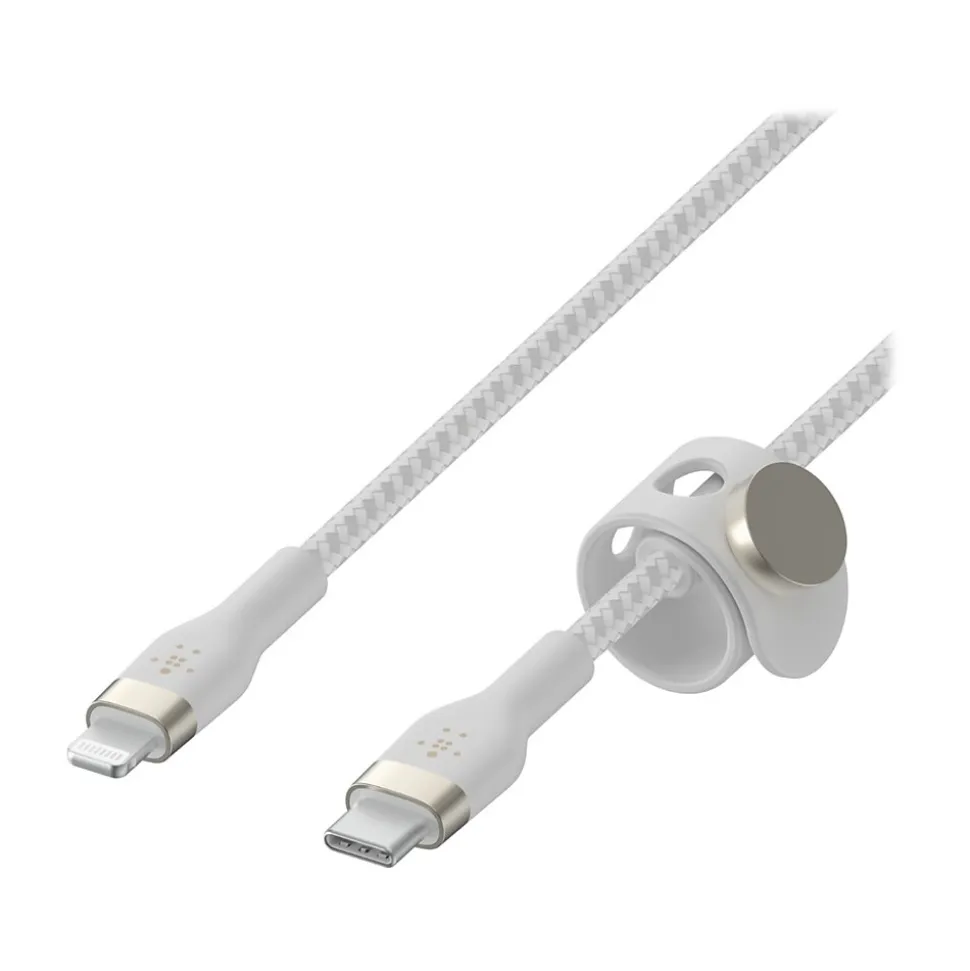 Belkin BOOST CHARGE PRO Flex 6.6' USB Type-C to Lightning Power Cable, Male to Male, White (CAA011BT2MWH)