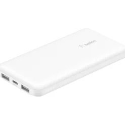 Belkin BoostCharge USB-A/USB-C Power Bank, 10000 mAh, White (BPB011btWH)