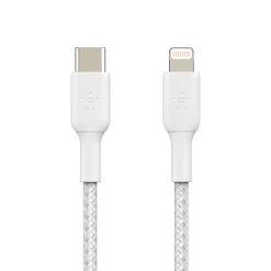 Belkin 3.3-ft BOOST CHARGE Braided USB-C to Lightning Cable for iPad/iPhone/iPod (M/M), White (CAA004bt1MWH)