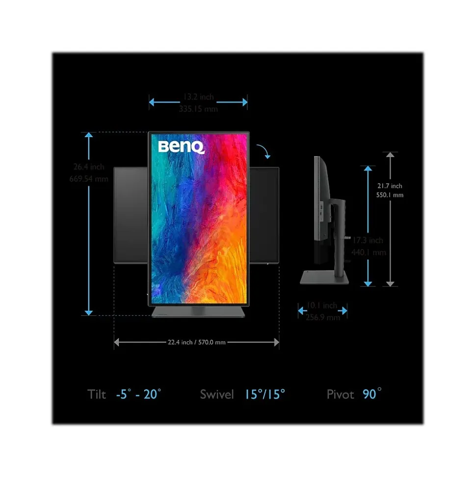BenQ DesignVue 25" 60 Hz LED Monitor, Black (PD2506Q)