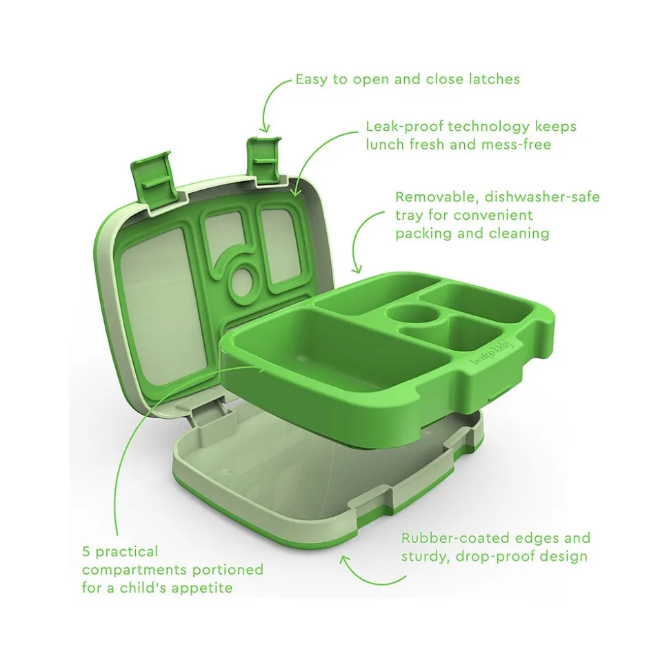bentgo Kids Lunch Box, Green, 19 oz. (BGOKIDS-G)