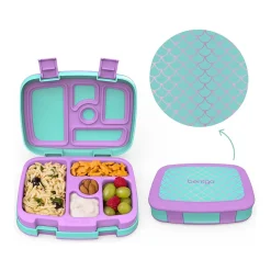 bentgo Kids Prints Mermaid Scales Lunch Box, Teal/Purple (BGKDPT-MMD)
