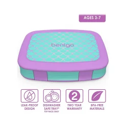 bentgo Kids Prints Mermaid Scales Lunch Box, Teal/Purple (BGKDPT-MMD)