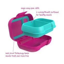 bentgo Kids Snack Container, Fuchsia/Teal, 12 oz. (BGKDSNK-F)