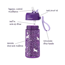 bentgo Kids Unicorn Plastic Water Bottle, 15 oz. (BGKDCP1-UNI)