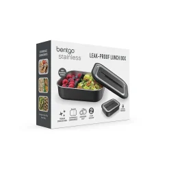 Bentgo MicroSteel Lunch Box, Carbon Black, 41 oz. (BGSTLCH-CB)
