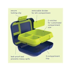 bentgo Pop Lunch Box, Navy Blue/Chartreuse (BGOPOP-NB)