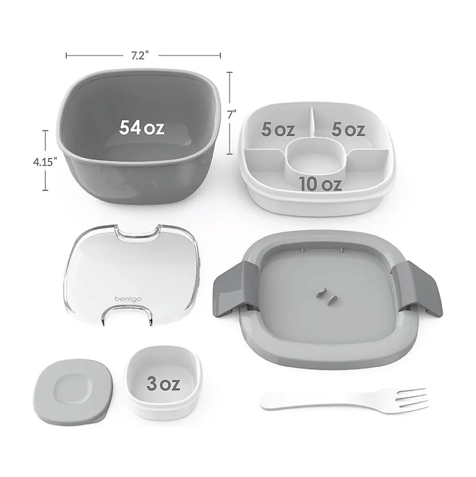 bentgo Salad Container, Gray, 54 oz. (BGOSAL-Y)