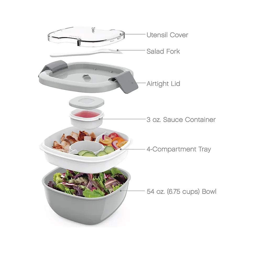 bentgo Salad Container, Gray, 54 oz. (BGOSAL-Y)