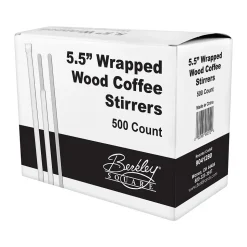 BERK Individually Wrapped Wooden Stirrer, 500/Box (9041280)
