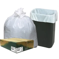 Berry Global Earthsense 13 Gallon Trash Bag, 24" x 33", Low Density, 0.85 mil, White, 150 Bags/Box (RNW1K150V-43228)