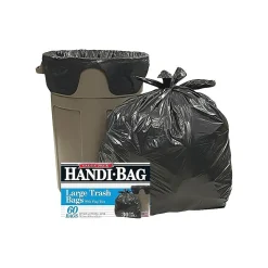Berry Global Handi-Bag 30 Gallon Industrial Trash Bag, 30" x 33", Low Density, 0.65 mil, Black, 60 Bags/Box (HAB6FT60)