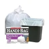 Berry Global Handi-Bag 8 Gallon Trash Bag, 22" x 24", Low Density, 0.6 mil, White, 130 Bags/Box (HAB6FW130/HAB6W)