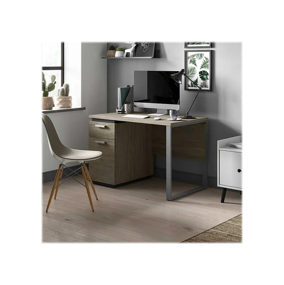 Bestar Aquarius Small 44" Computer Desk, Walnut Gray/Slate (114401-000035)