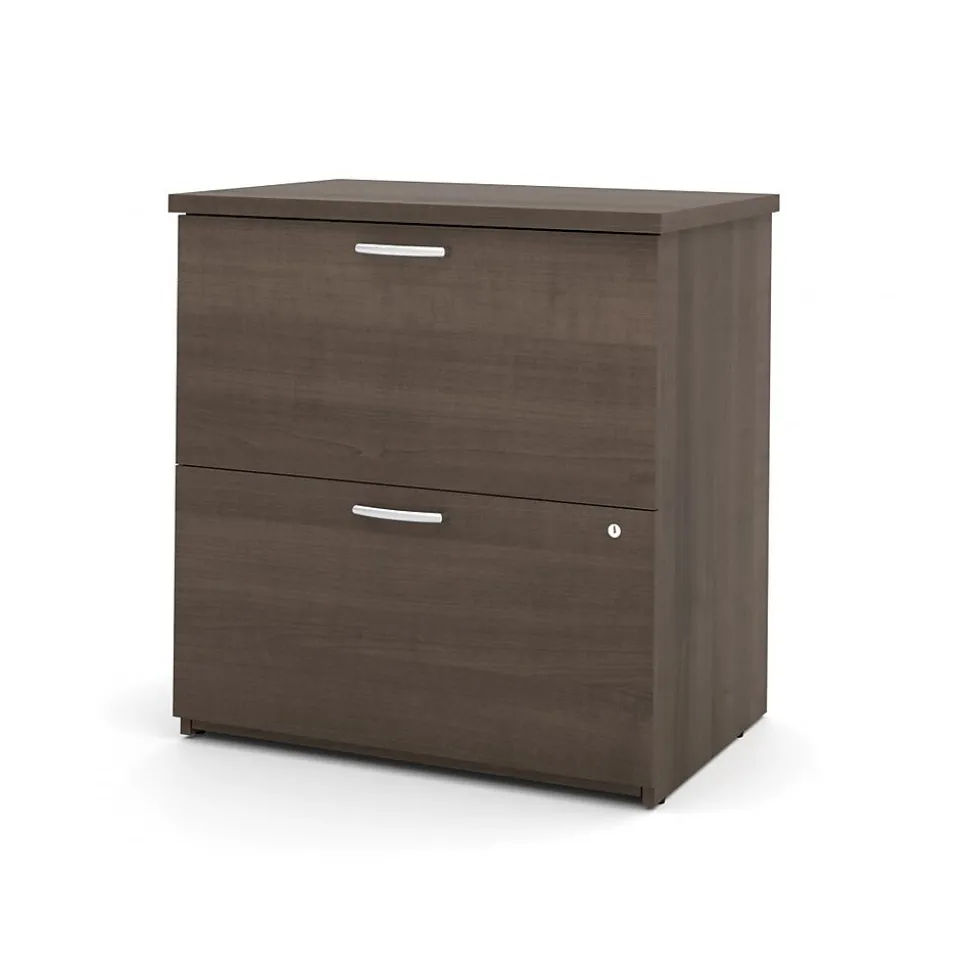 Bestar Logan 66" U-Shaped Executive Desk with Hutch, Lateral File Cabinet, and Bookcase, Antigua (46851-52)