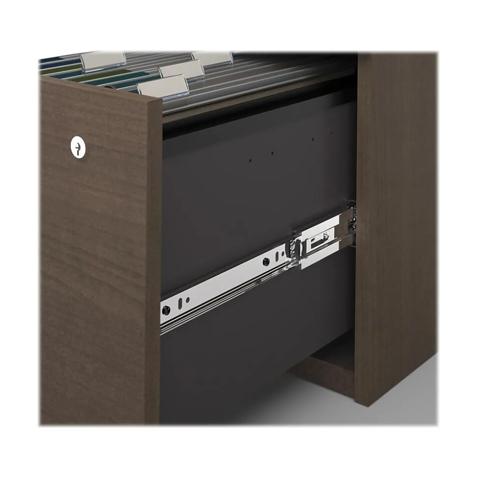 Bestar Logan 66" U-Shaped Executive Desk with Hutch, Lateral File Cabinet, and Bookcase, Antigua (46851-52)